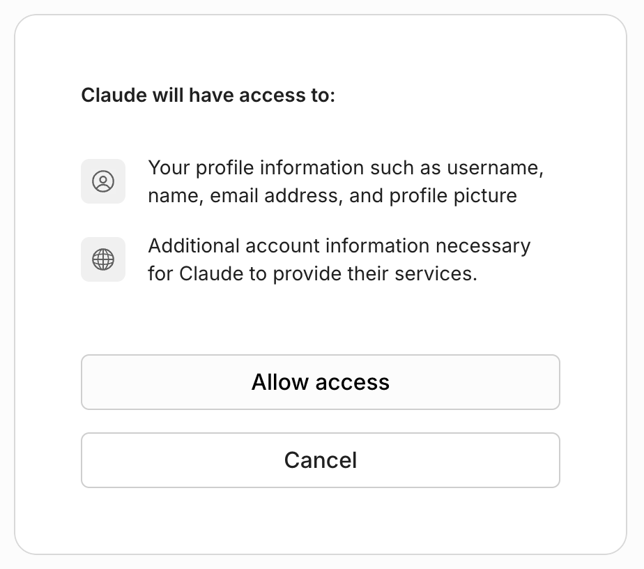 Claude permission screen showing profile information access